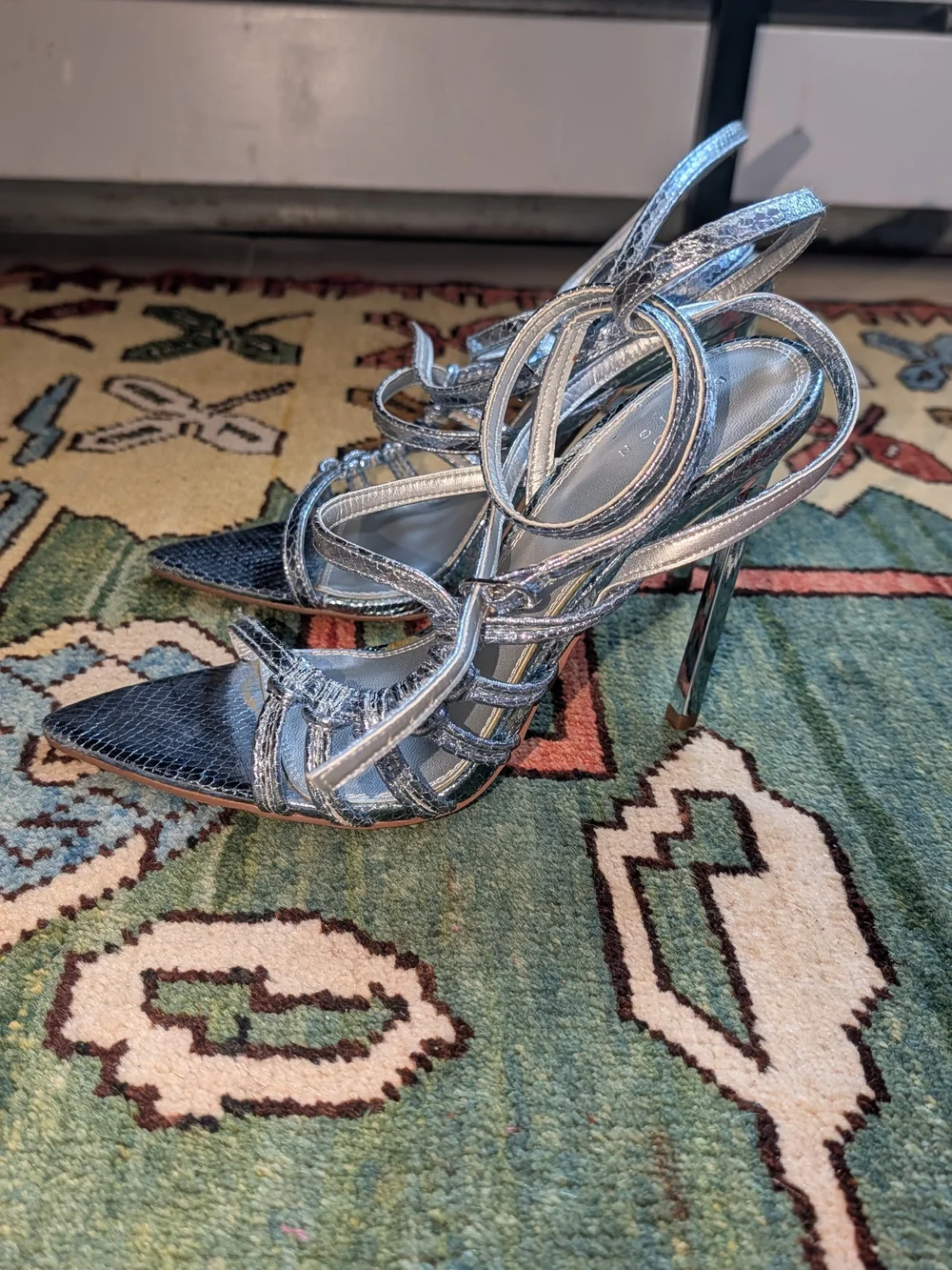 ASOS Design - Silver Strappy Lace-Up Stiletto Sandals - Women's